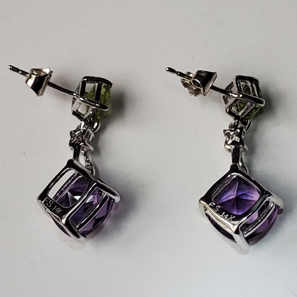 BEAUTIFUL 14K WHITE GOLD EARRINGS & PENDANT SET - Picture 7 of 10